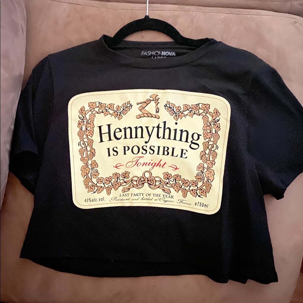 Black graphic crop top